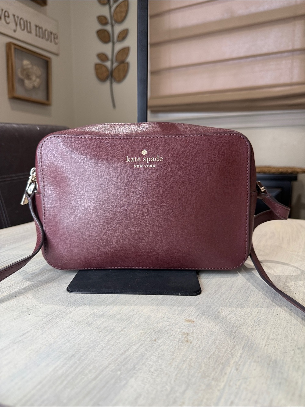 kate spade Burgundy Leather Crossbody Camera Bag